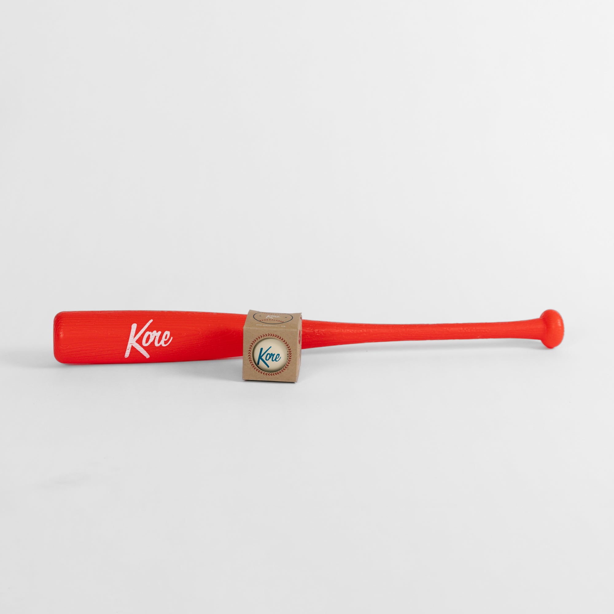 Kore Red Bat (27 Inch) + Kore Baseball (Durable Plastic)