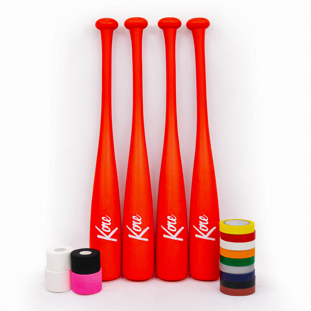 Kore Custom Bat Kit 4 Bats 4 Kore Baseballs & Tape for Personalization (Blue Bats and Red Bats available)