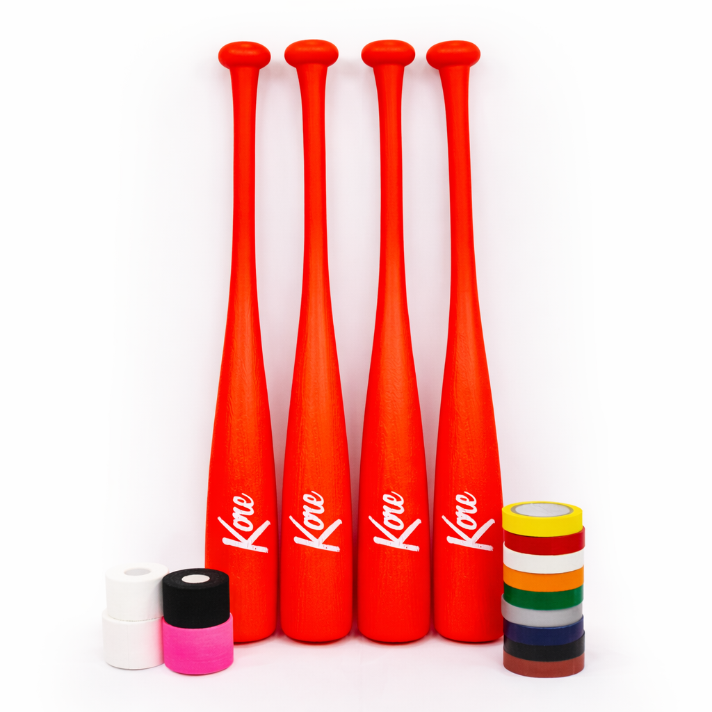 Kore Custom Bat Kit 4 Bats 4 Kore Baseballs & Tape for Personalization (Blue Bats and Red Bats available)