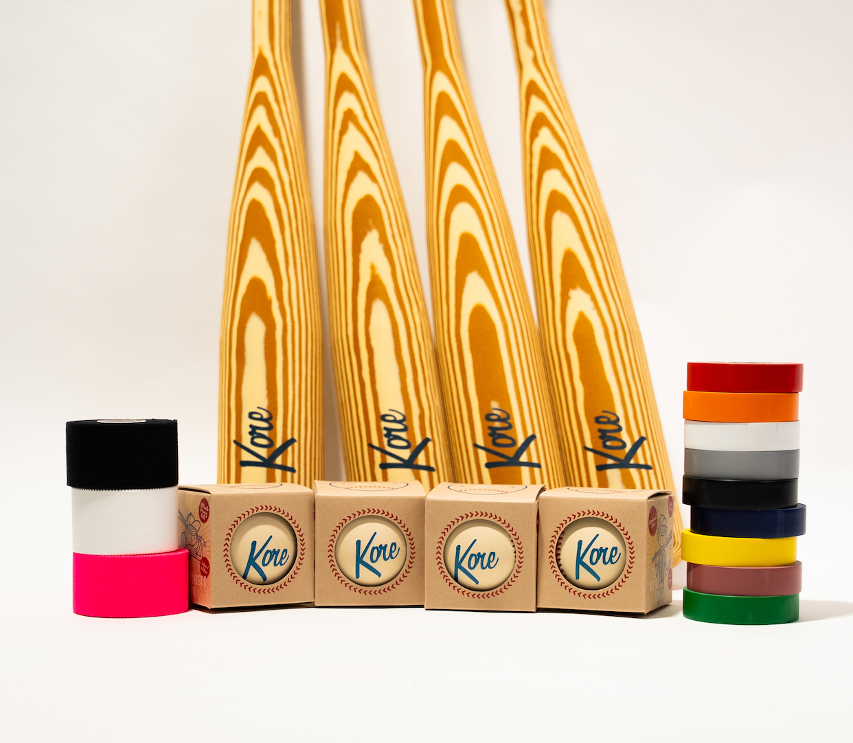 Kore Custom Bat Kit 4 Bats 4 Kore Baseballs & Tape for Personalization (Blue Bats and Red Bats available)