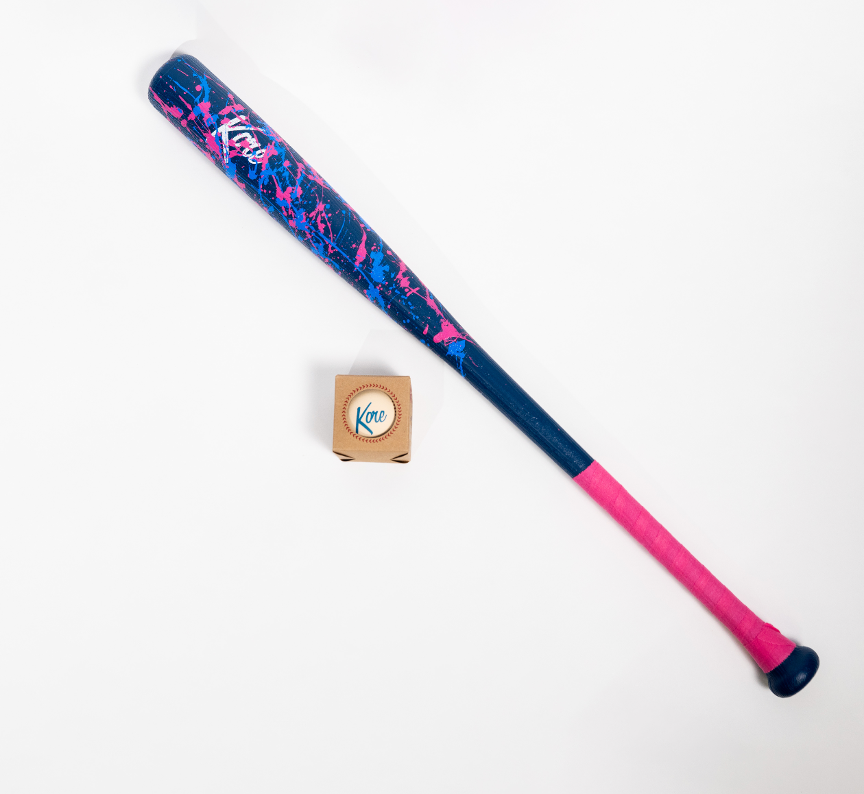 Pink and Blue Paint Splatter + Kore Baseball - 32 inch