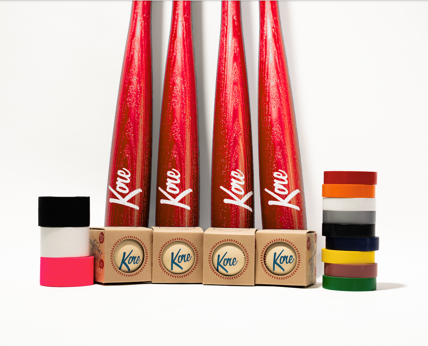 Kore Custom Bat Kit 4 Bats 4 Kore Baseballs & Tape for Personalization (Blue Bats and Red Bats available)